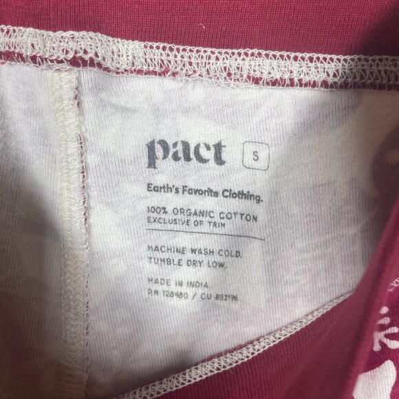 Pact Organic Cotton Men/Women Whimsical Holiday Pajamas Set Size Small Red White - Picture 6 of 8